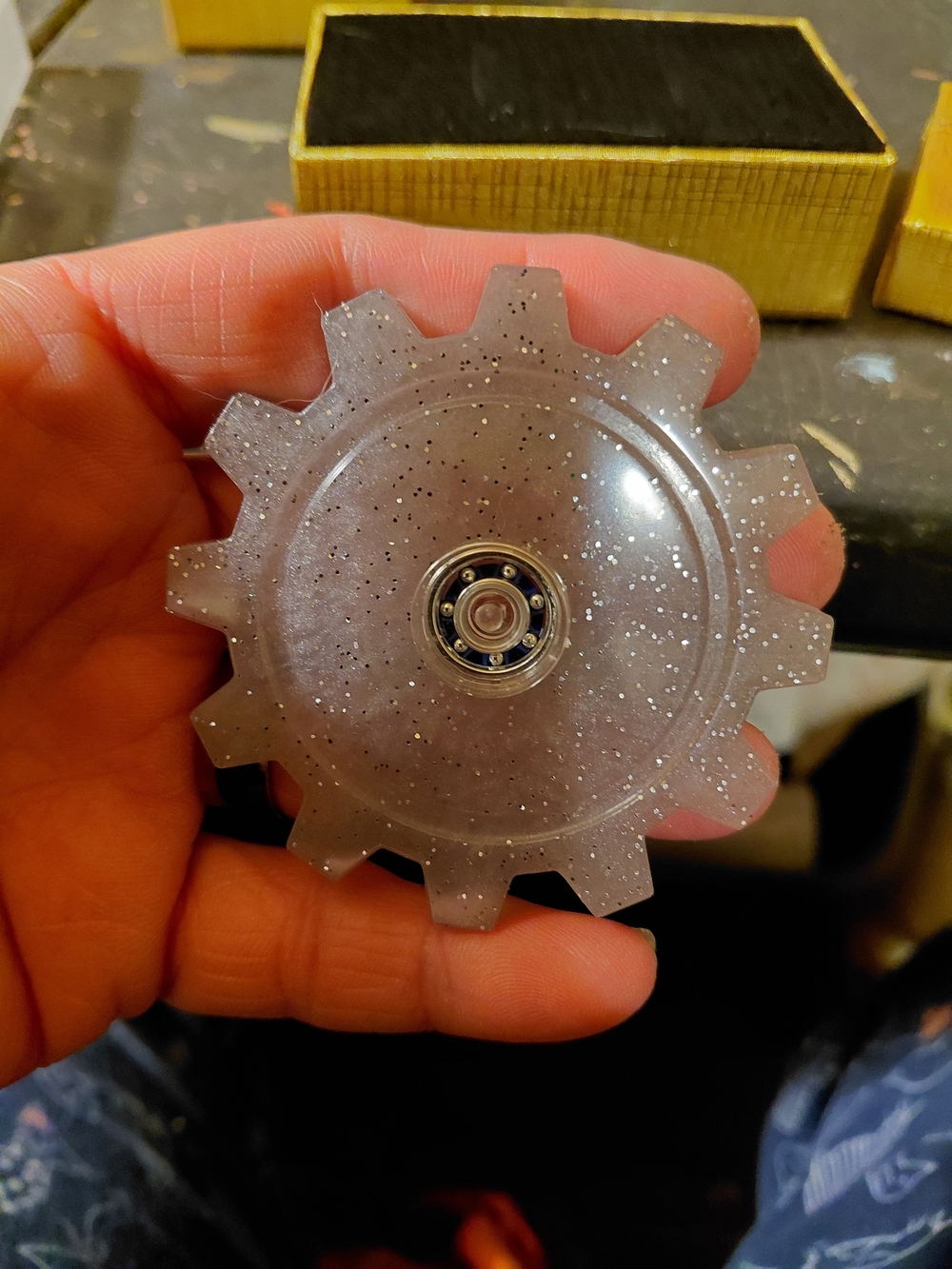 Glitter Gear Fidget Spinner Toy - Gray